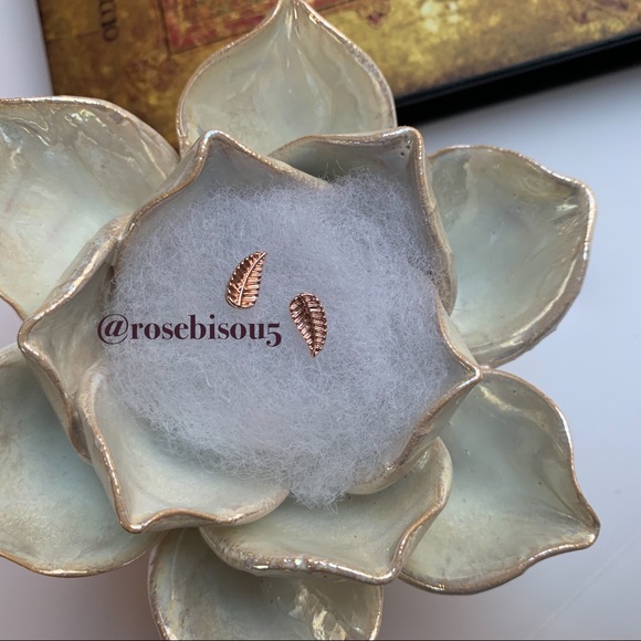 🌿🆕 Boho Rose Gold Palm Frond Studs - Picture 7 of 7